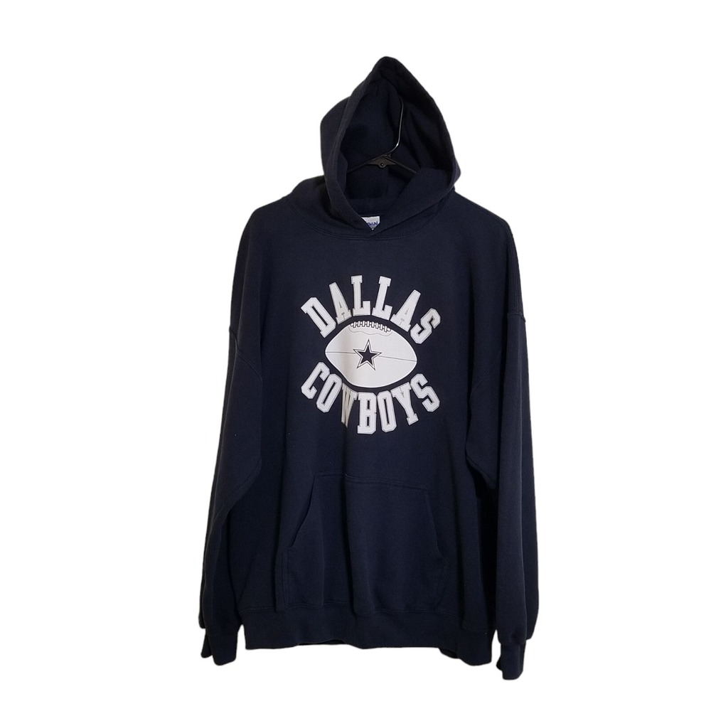 Vintage Y2K NFL Dallas Cowboys Blue Hoodie Sweatshirt XL Pockets
